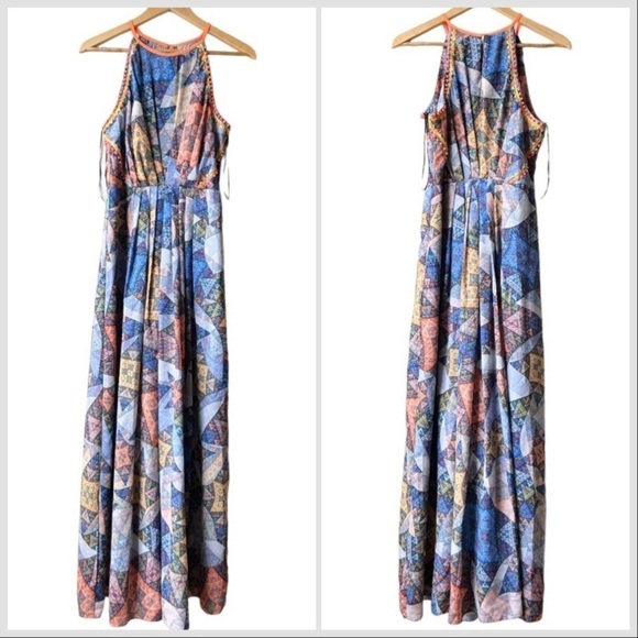 Anthropologie Ranna Gill Condesa Maxi Size M Geometric Studded Embroidered - Picture 4 of 16